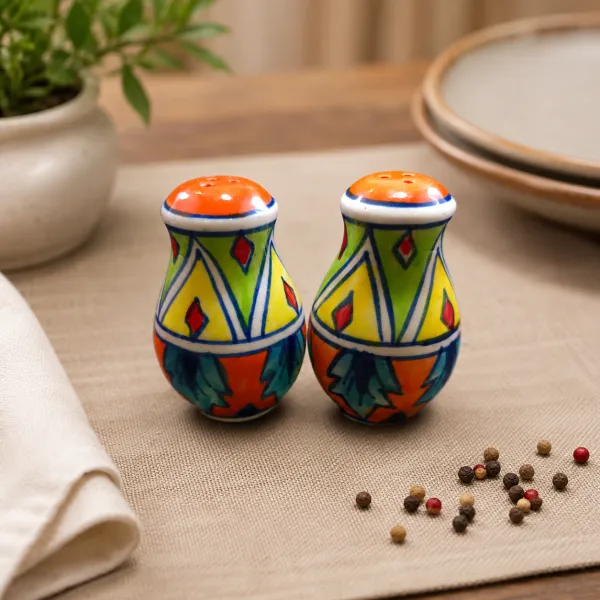 Crimson Geometric Artisan Ceramic Shaker Collection hover